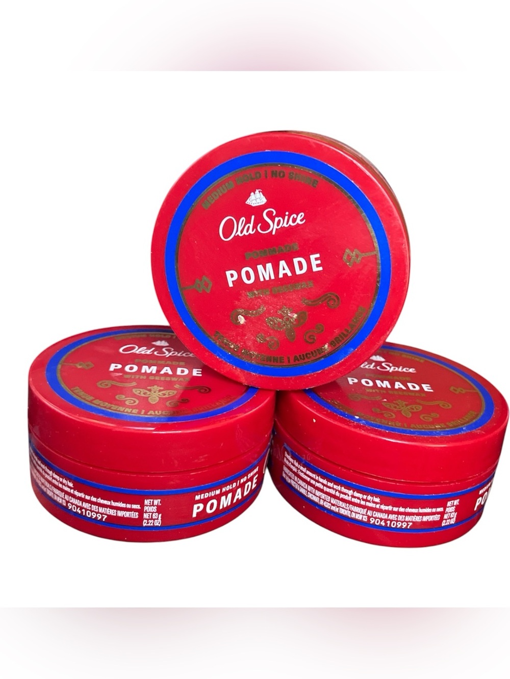 Old Spice Pomade Medium Hold No Shine Men's Hair Styling 2.22oz (3 Pack)